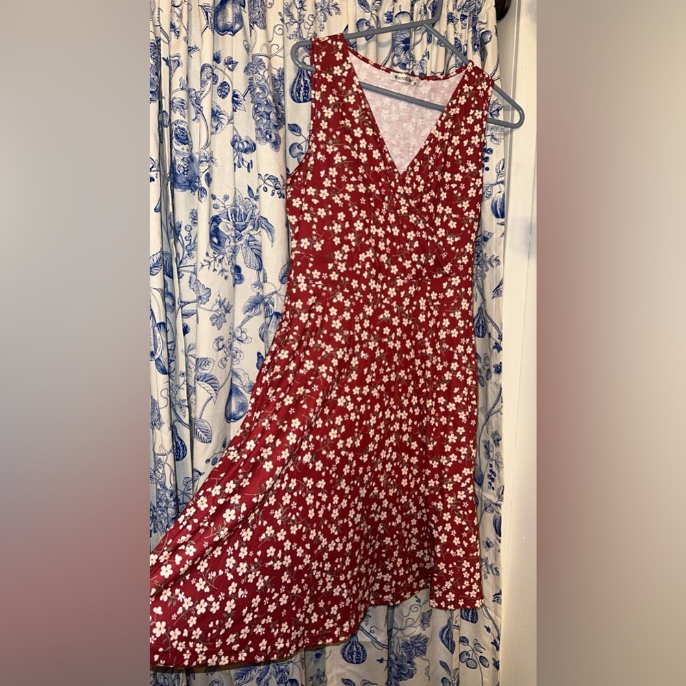 Red floral sun dress